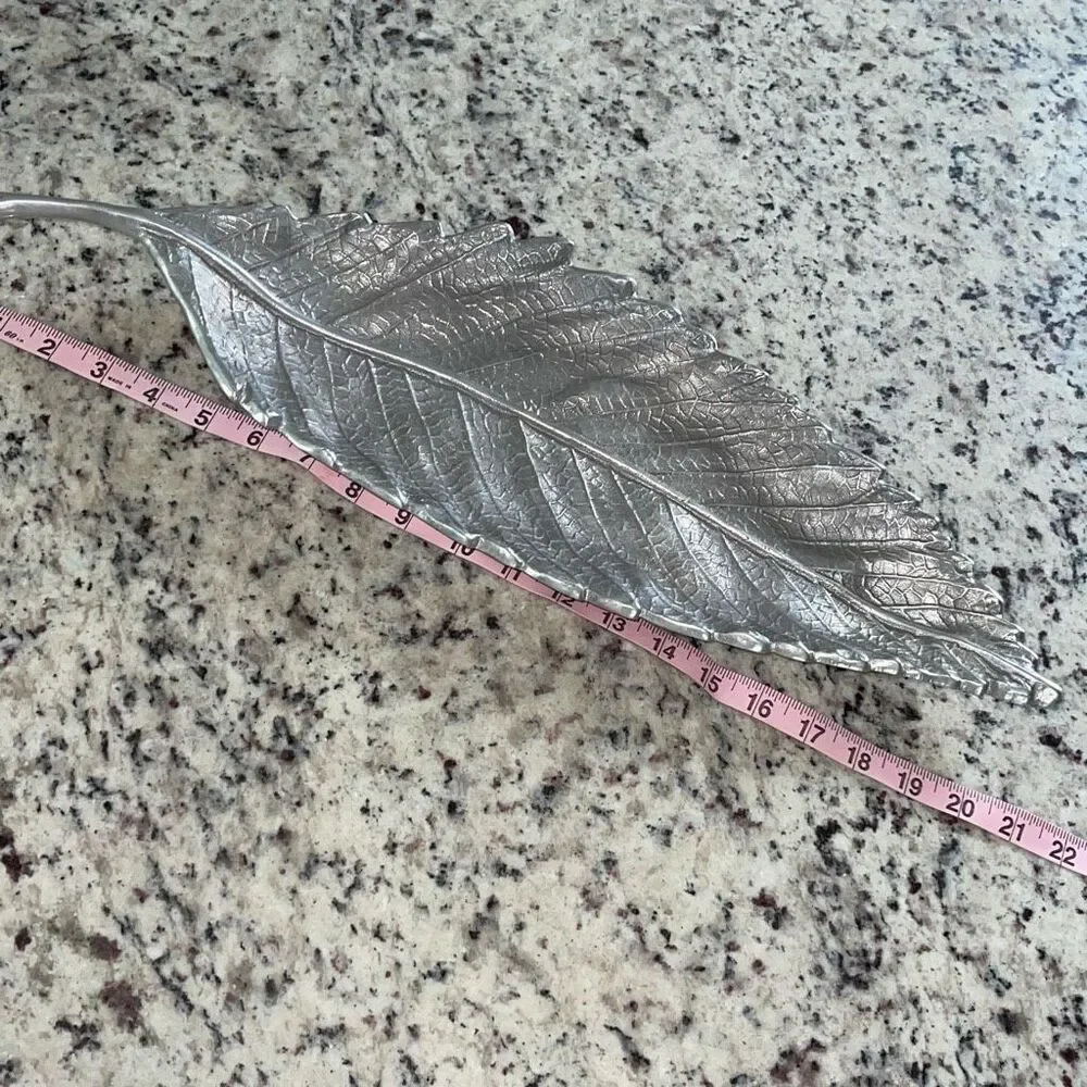 Mariposa Soft Silver Large Leaf Server Tray Plate 100%‎ Recycled Aluminum